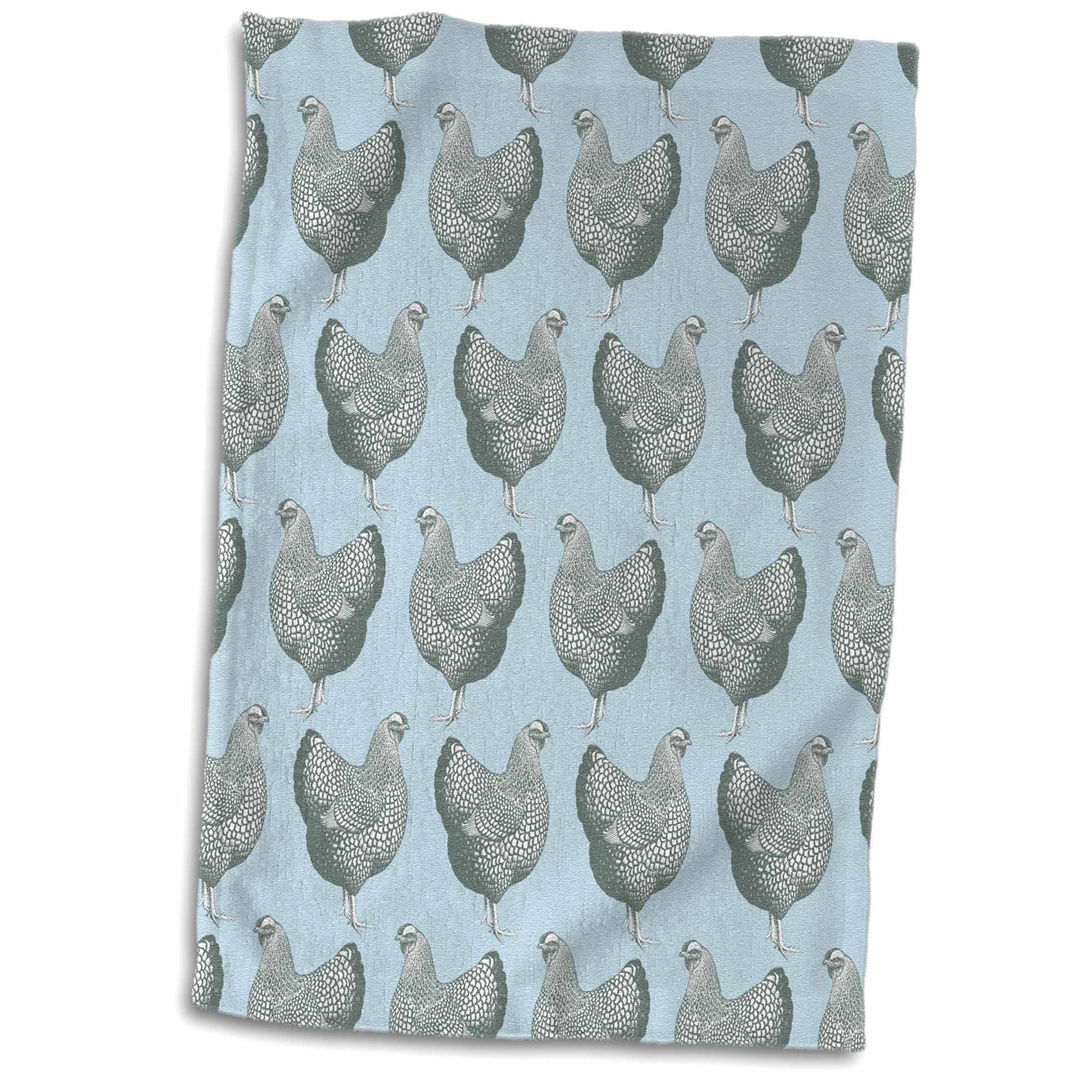 3dRose Hen Speckled Wallpaper Powder Blue Towel, Multi-Colour, 15" x 22"