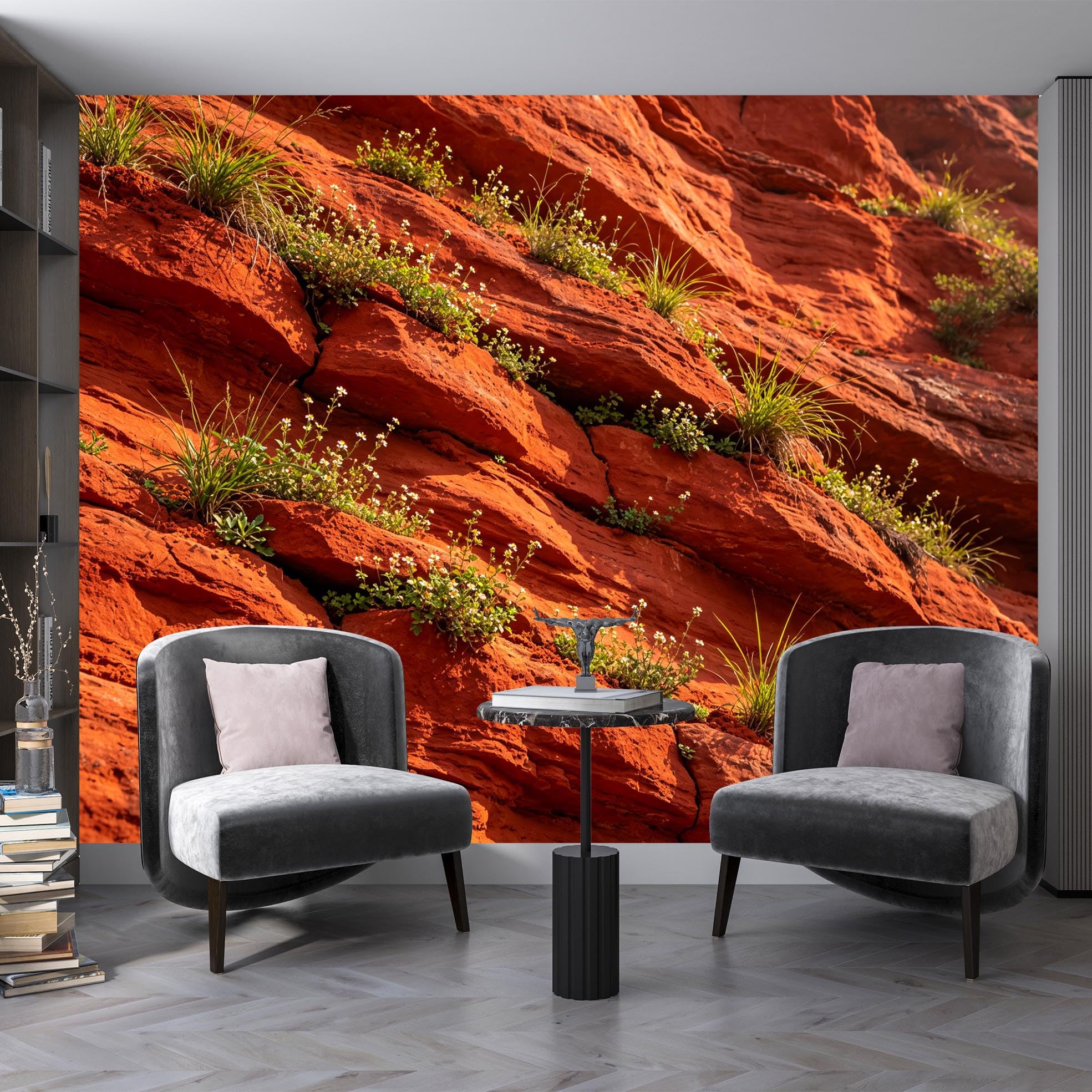 Rochers et Herbes Orange Papier Peint Paysage Naturel Géographie