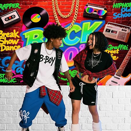 Miniatura 4 de Telones de fondo de los años 90 pancarta vintage de fiesta de 6 x 4 pies, fondo de fotografía retro con bordes de doble costura y cinta de 19.69