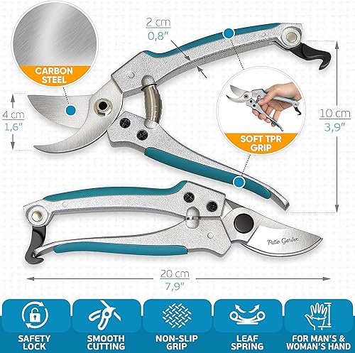 Miniatura 2 de Juego de herramientas de jardinería de acero aleado, juego de herramientas de jardín resistentes con mango antideslizante ligero y de goma, kit de