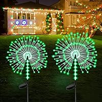 Vista 14 de Paquete de 4 luces solares decorativas para exteriores con 480 LED, luces solares impermeables de fuegos artificiales con 8 modos, adecuadas