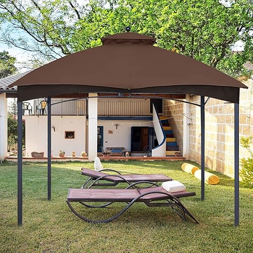 Miniatura 8 de Toldo de repuesto para kiosco de 5 x 8 pies, cubierta superior para kiosco de barbacoa al aire libre, cubierta de refugio de parrilla doble cansada