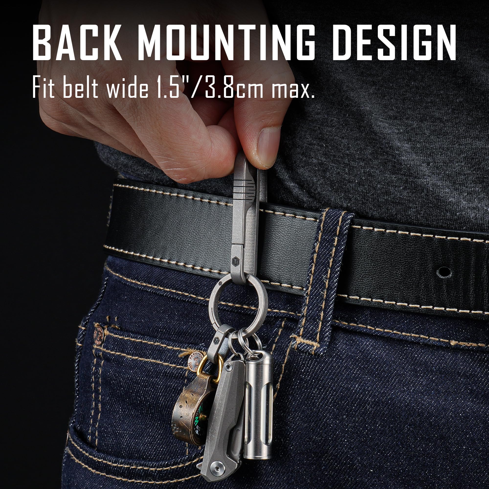 KeyUnity KM20SW Tytanowa pętla do paska Brelok do kluczy ze zdejmowanym brelokiem do paska