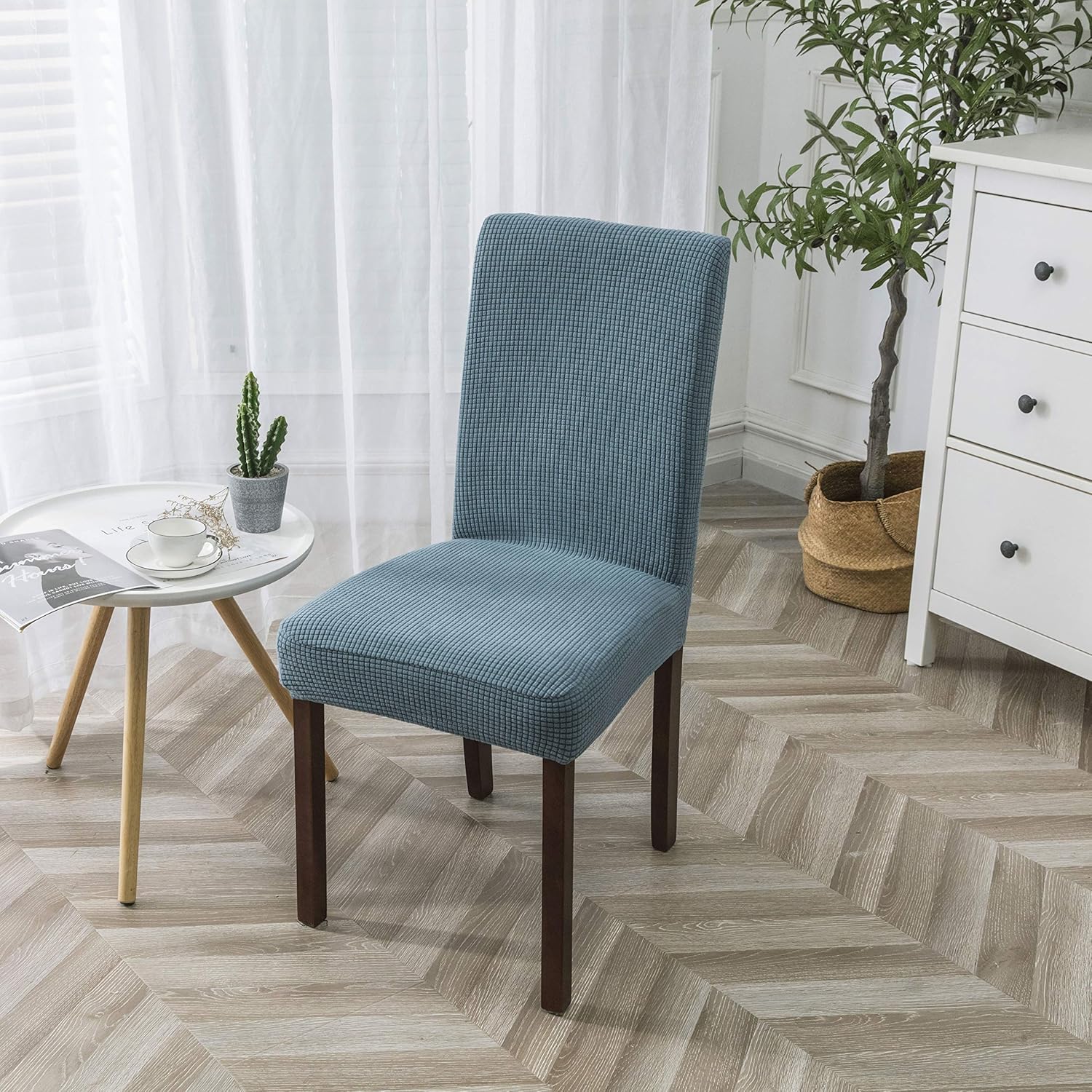 Onе-Dау Sаlе: Uр tо 40% оƒƒ Dining Room Chair Covers Stretch Chair Covers for Dining Room Dining Chair Slipcover Parsons Kitchen Chair Covers Removable Chair Protector Covers for Dining Room, Hotel (Blue, 2)