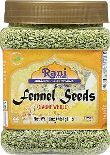 Rani Fennel Seeds Whole Saunf Sabut 16oz PET Jar - Premium All Natural, Vegan, Gluten Friendly, Kosher, NON-GMO Indian Spice