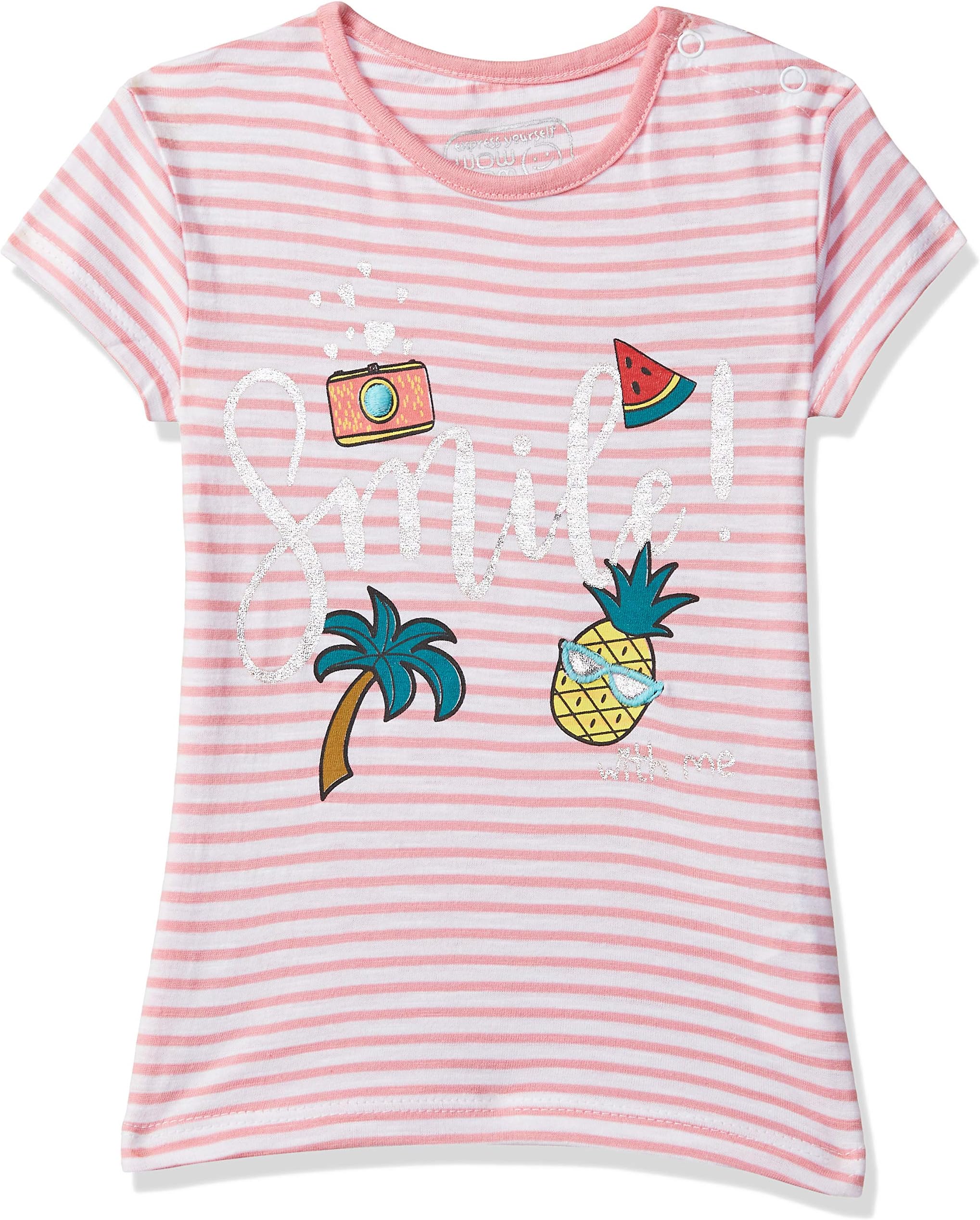 WOWMOM Baby Girl's Striped Slim fit T-Shirt