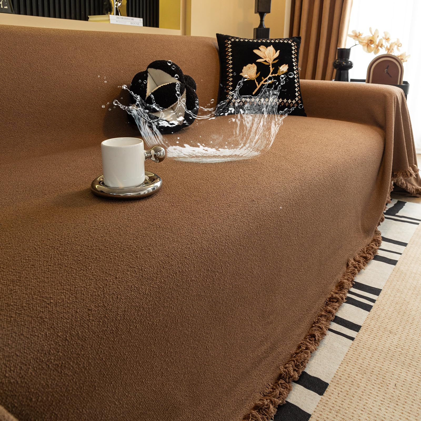 Manta Cubre Sofá Impermeable Antimanchas Grande Multiusos 2 3 4 Plazas y Sofá Rinconera, Ideal como Plaid, Copritodo o Colcha