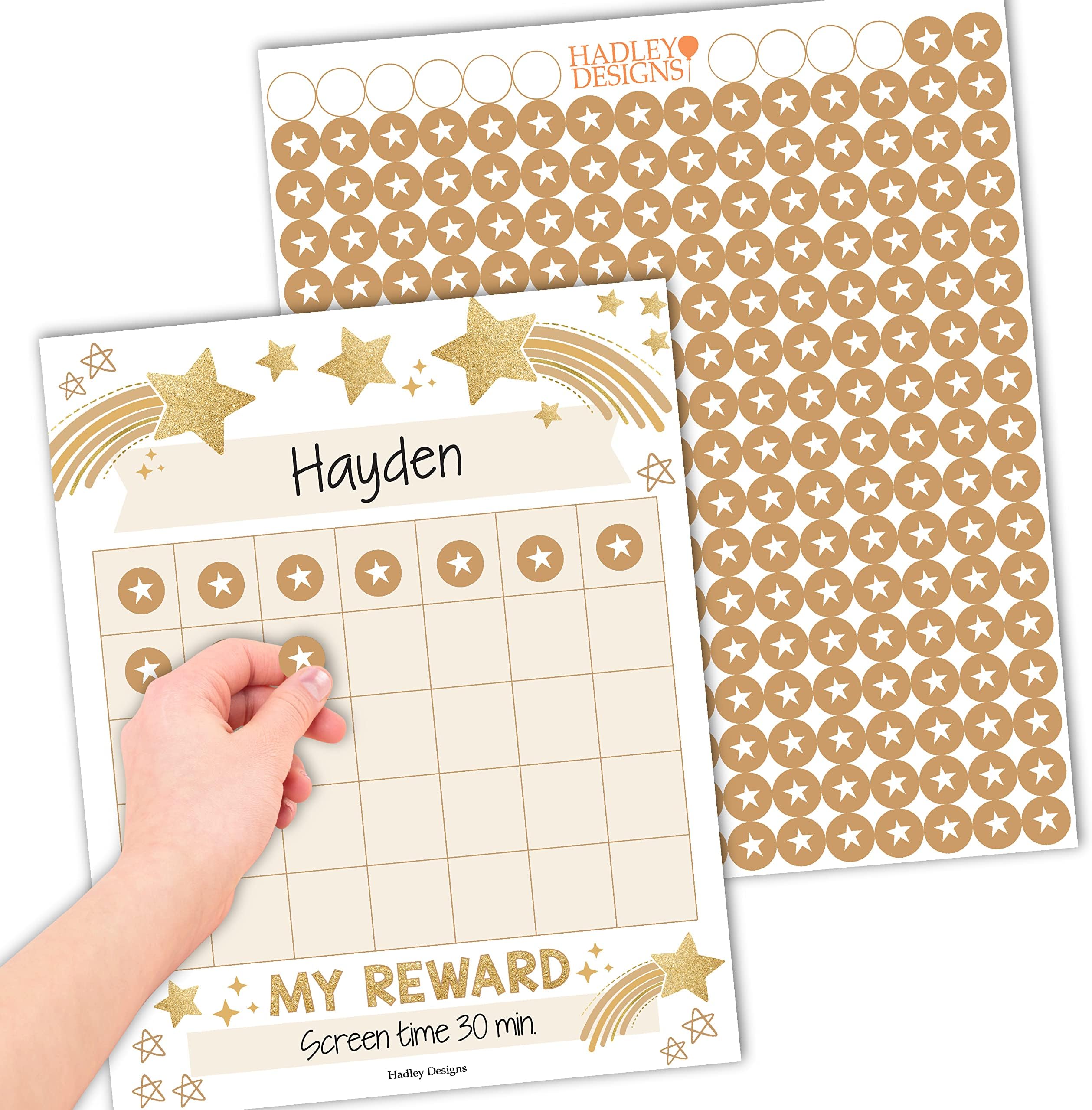 Sticker Chart for Kids Behavior at Home & Classroom - 25 Reward Chart for Kids Incentives, Gold Star Sticker Sheets, Star Incentive Charts for Classroom Must Haves