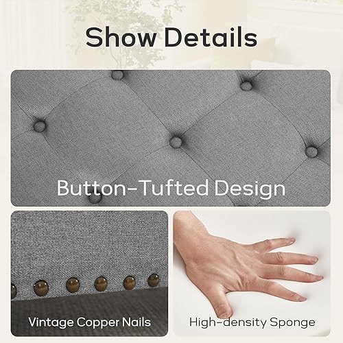 Miniatura 11 de HUIMO Otomana cuadrada de almacenamiento, mesa de centro otomana grande para sala de estar (gris oscuro) Gris oscuro,Negro,Marrón,Gris,Caqui,gris