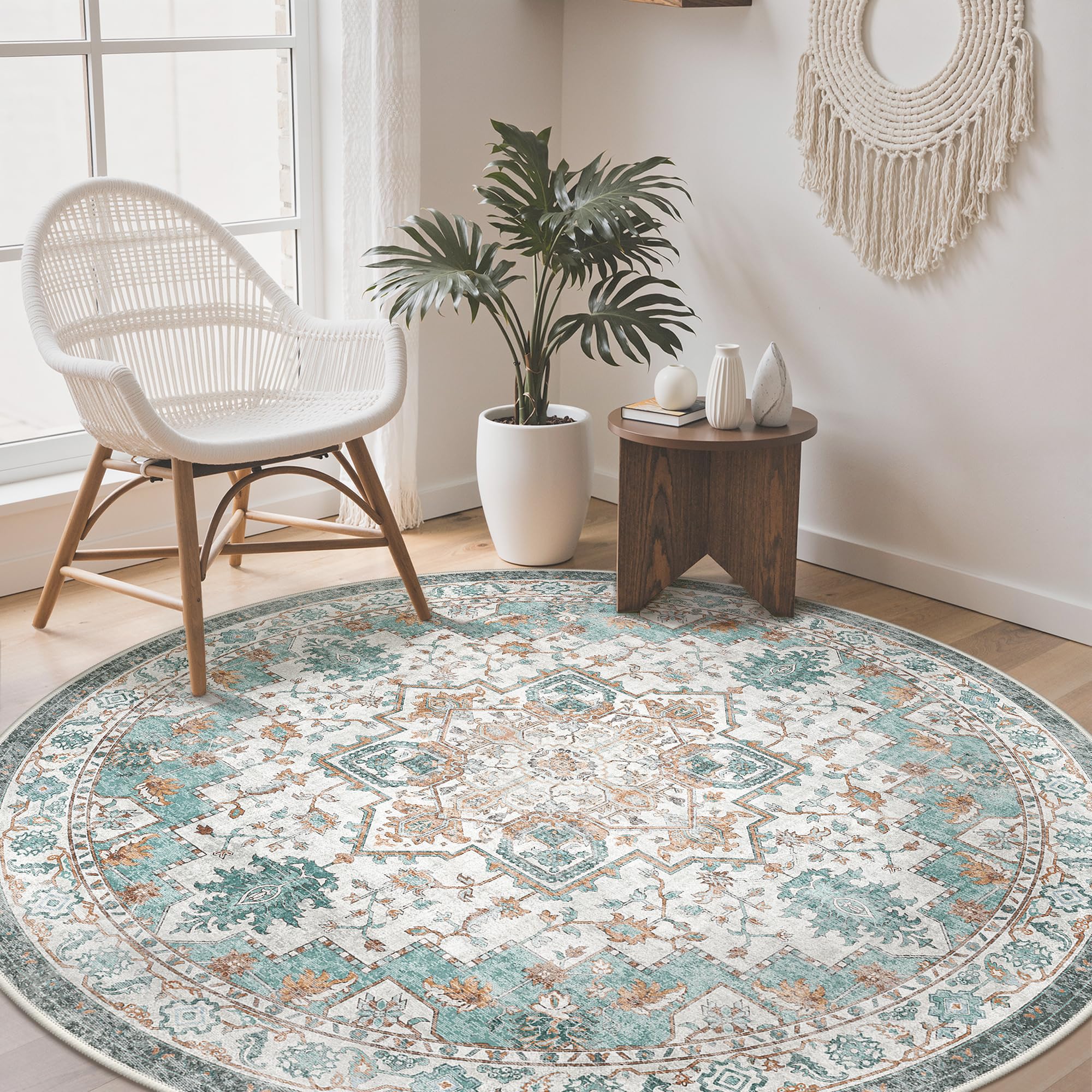 GENIMO Vintage Teppich, Teppiche Wohnzimmer, Waschbare Teppiche, Boho Teppich, Klein Carpet rutschfest