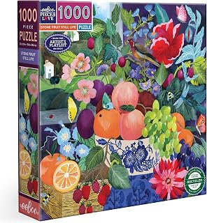 eeBoo Piece & Love: Stone Fruit Still Life - 1000 Piece Puzzle - 23" Square Adult Jigsaw, Malin Gyllensvaan’s Lush Orchard Nature Scene, Eco-Friendly