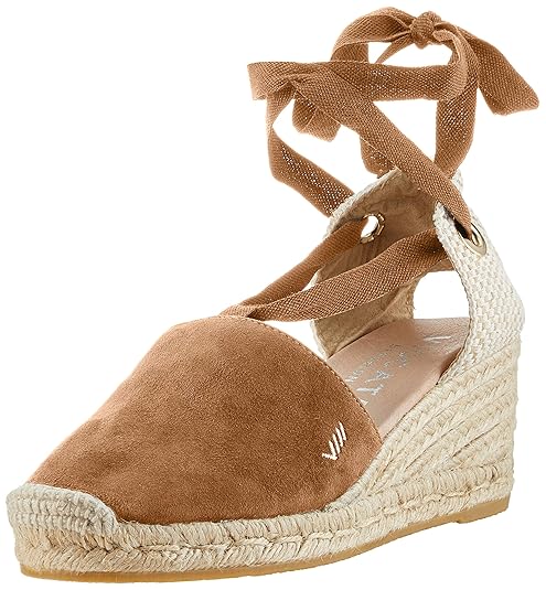 VISCATA Handmade in Spain Fosca Suede 2.5" Wedge, Soft Ankle-Tie, Closed Toe, Classic Espadrilles Heel