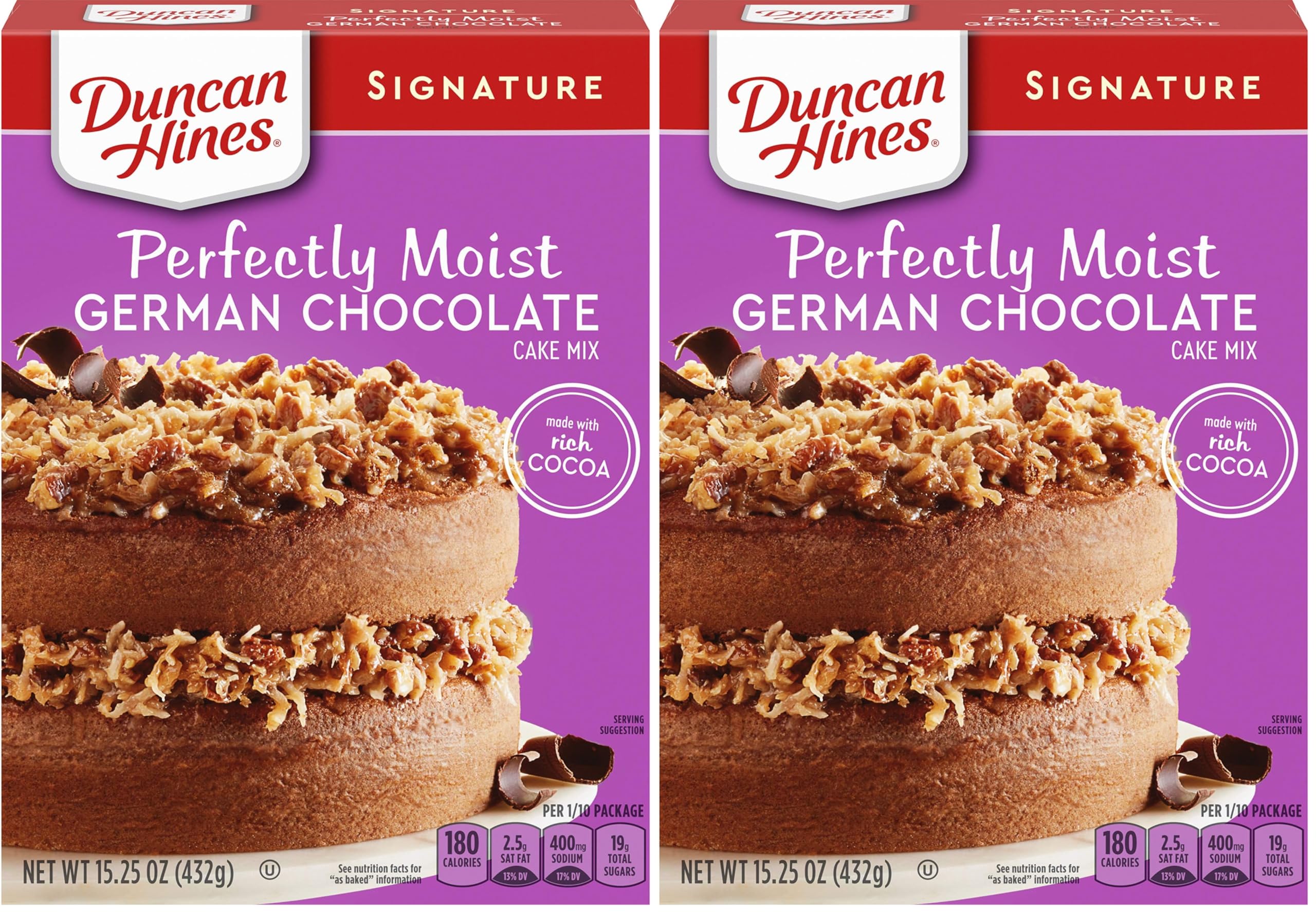 Duncan Hines Signature Perfectly Moist German Chocolate Cake Mix, 15.25 oz (Pack of 2)
