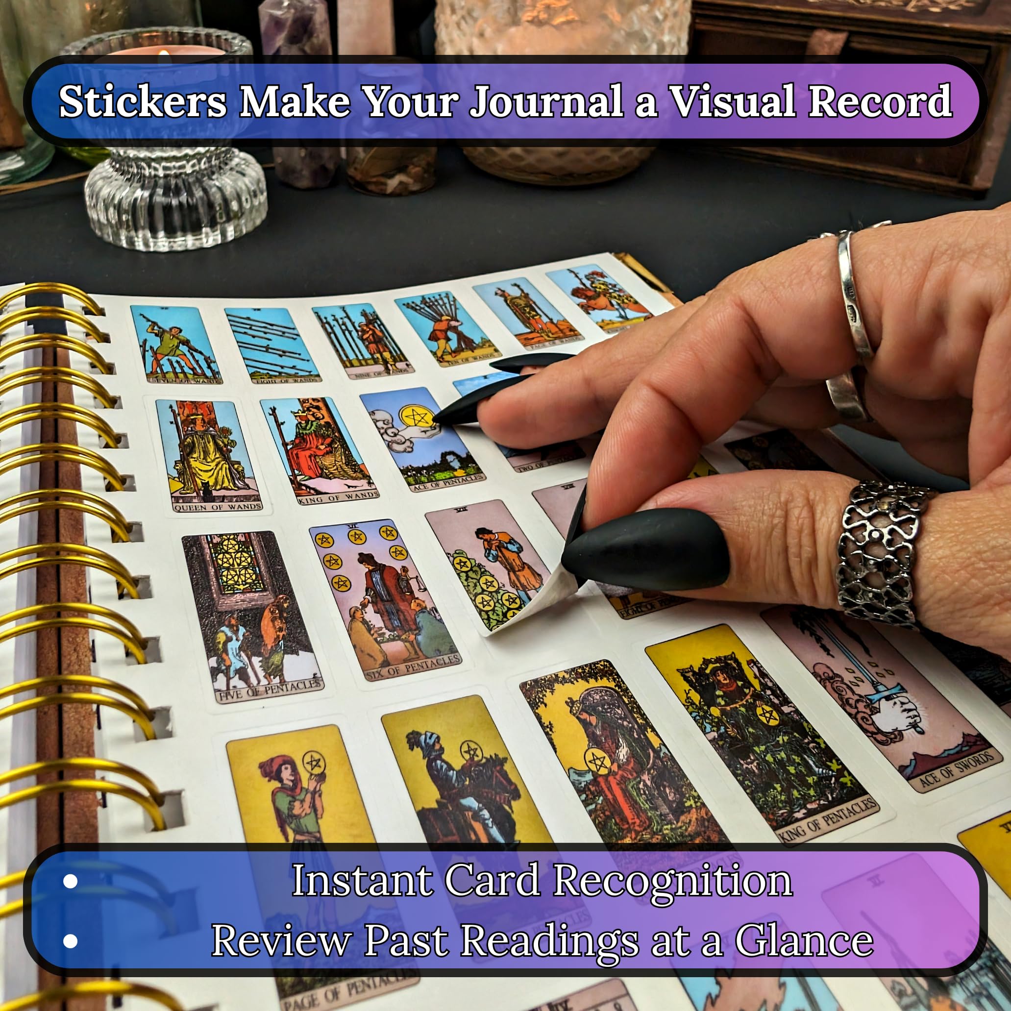 Witchy Cauldron Tarot-Lernset für Anfänger: Tarotkarten für Anfänger, Tarot-Halter aus Satin und Tarot-Tagebuch für die Planung Spiritueller (Lila)