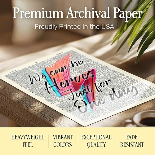 Vista 13 de David Bowie Lyrics Upcycled Dictionary Wall Art Decor Print - 8x10 Home Decoration Poster for Bedroom, Game Room, Man Cave - Gift for Ziggy