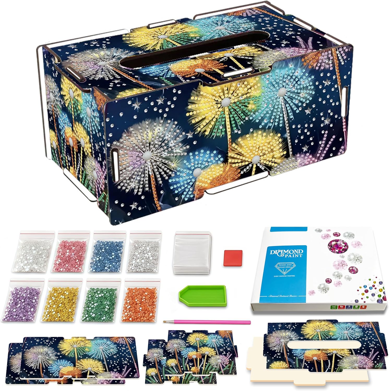 LSQFS DIY Diamond Art Tissue Box Kit, Ideal Handmade Craft Gift for Adults