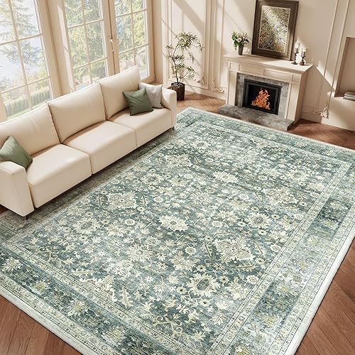 HOMFINE Machine Washable Rug 8'x10' - Vintage Design Area Rugs