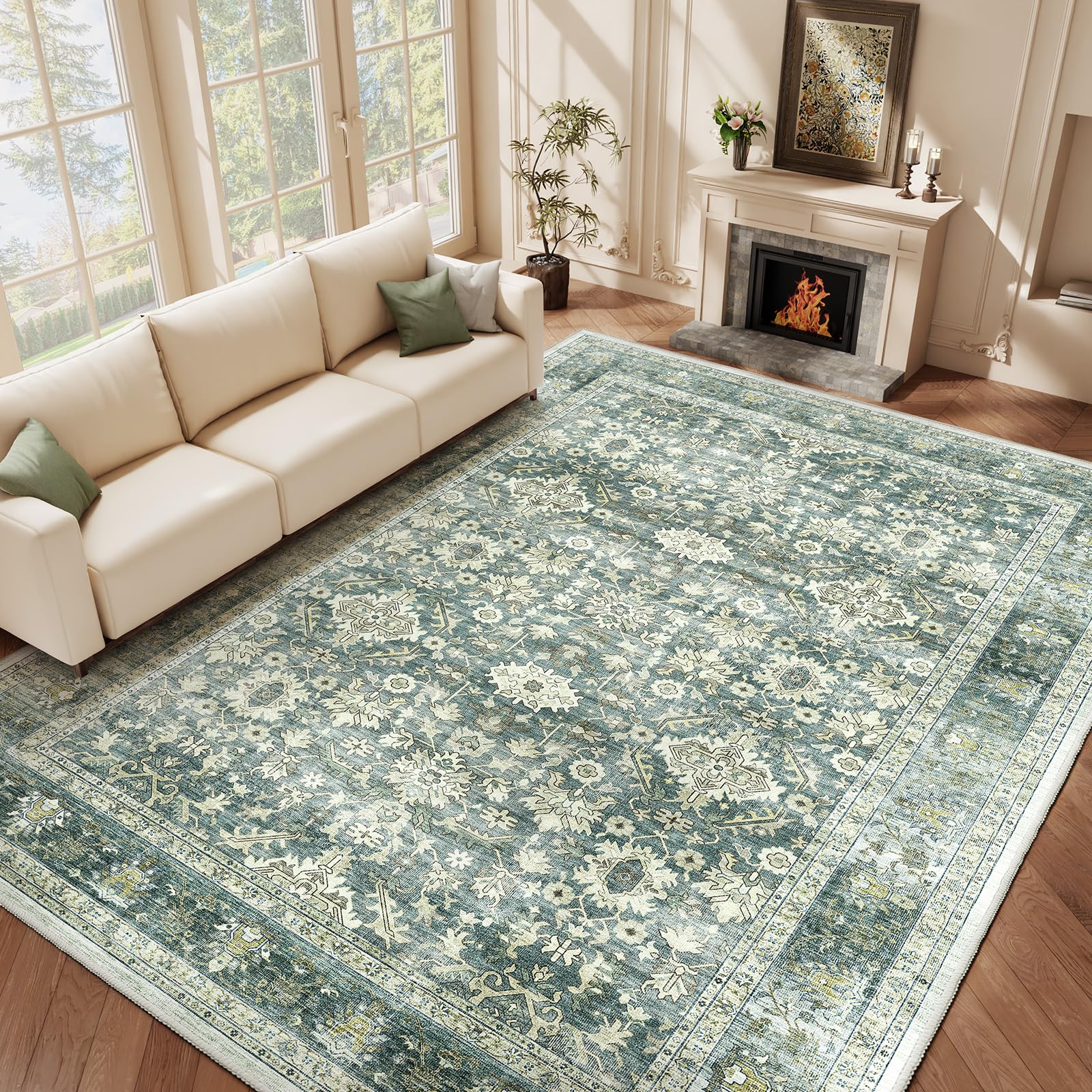 Amazon.com: HOMFINE Machine Washable Rug 6'x8.5' - Vintage