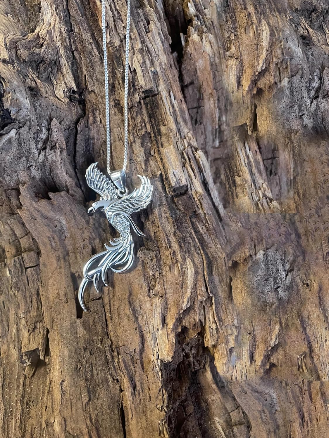 Jewelry Trends Sterling Silver CZ Eagle Phoenix Pendant Necklace 18" - Image 6