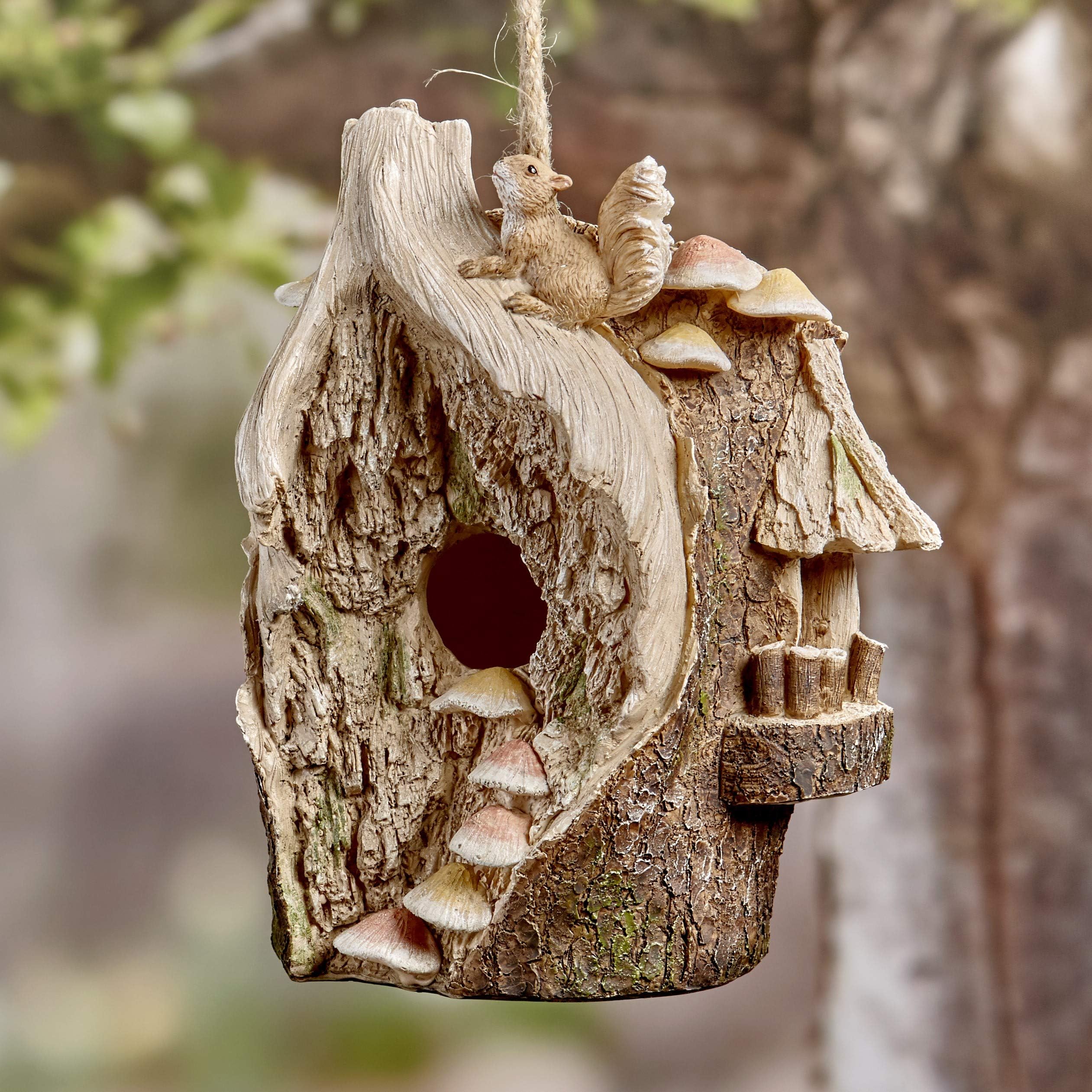 The Lakeside Collection Fairy Birdhouse with Decorative Tree and Squirrel