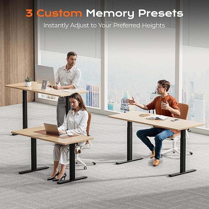 Base de Escritorio Ajustable Huuger, Motor Dual, Negro, Solo Estructura miniatura 6