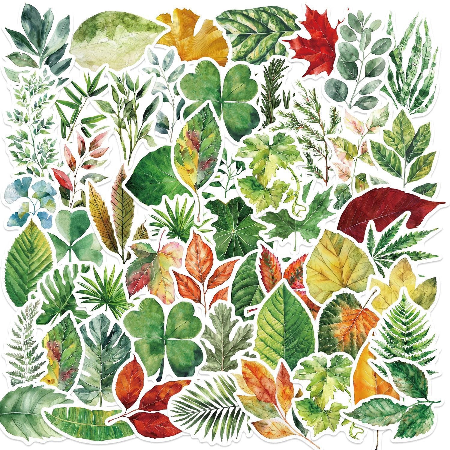 50 Packs Tree and Leaf Stickers Water Bottles Laptop Phone Computer Guitar Skateboard Tree Vinyl Sticker Waterproof Aesthetic Trendy Decals for Kids