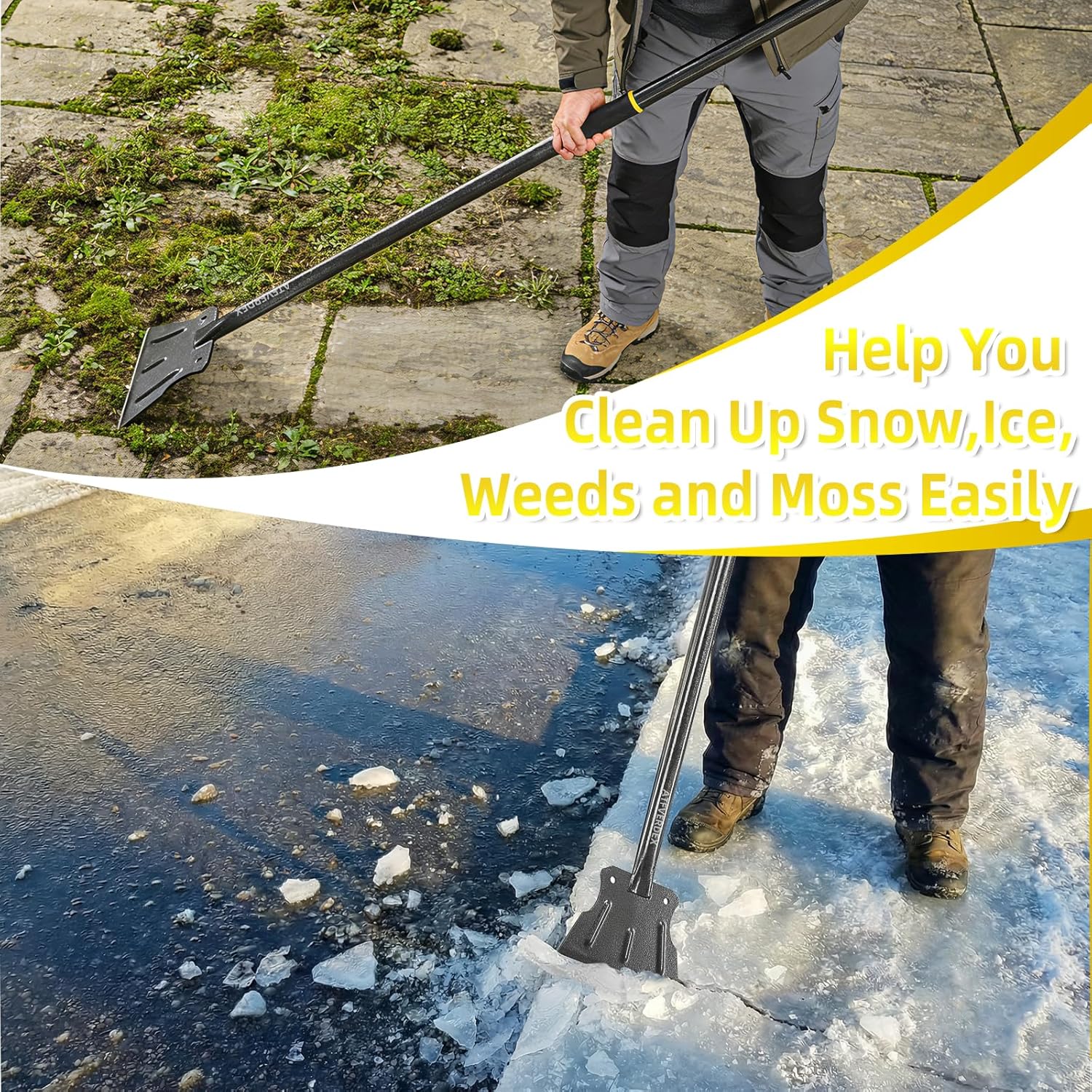 Garden Flat Shovel Scraper,59" Steel Handle Multifunctional Cleaning Shovel,Ice Chopper for Driveway,Weeding,Edging,Trenching,and Mud Scraping,As Well as Summer Lawn Maintenance