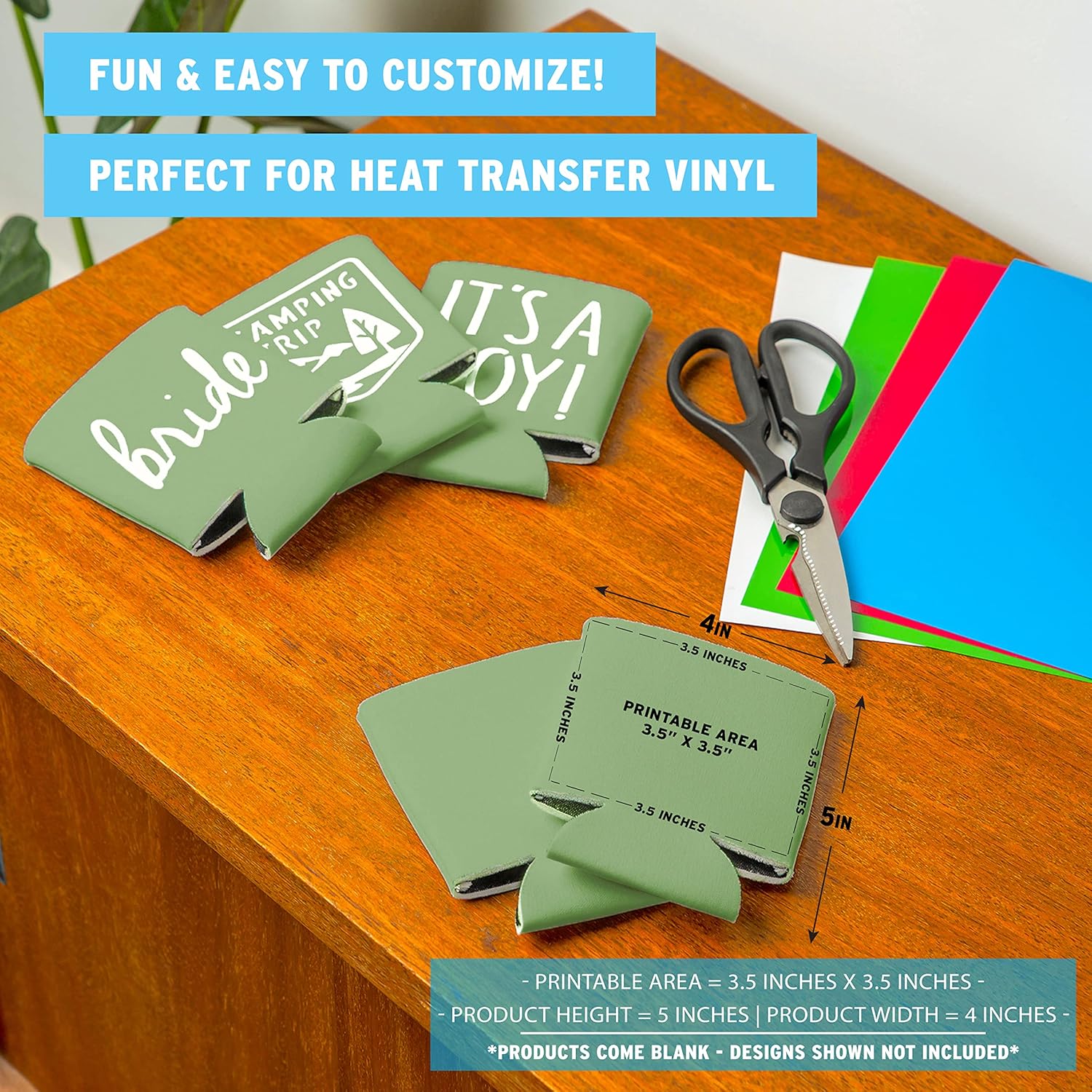 Blank Beer Can Coolers Sleeves (30-Pack) Soft Insulated Beer Can Coolies - HTV Friendly Plain Koolies in Bulk for Beer Cans & Bottles - Coolie Blanks for Vinyl Projects & Wedding Favors (Sage) - Image 3