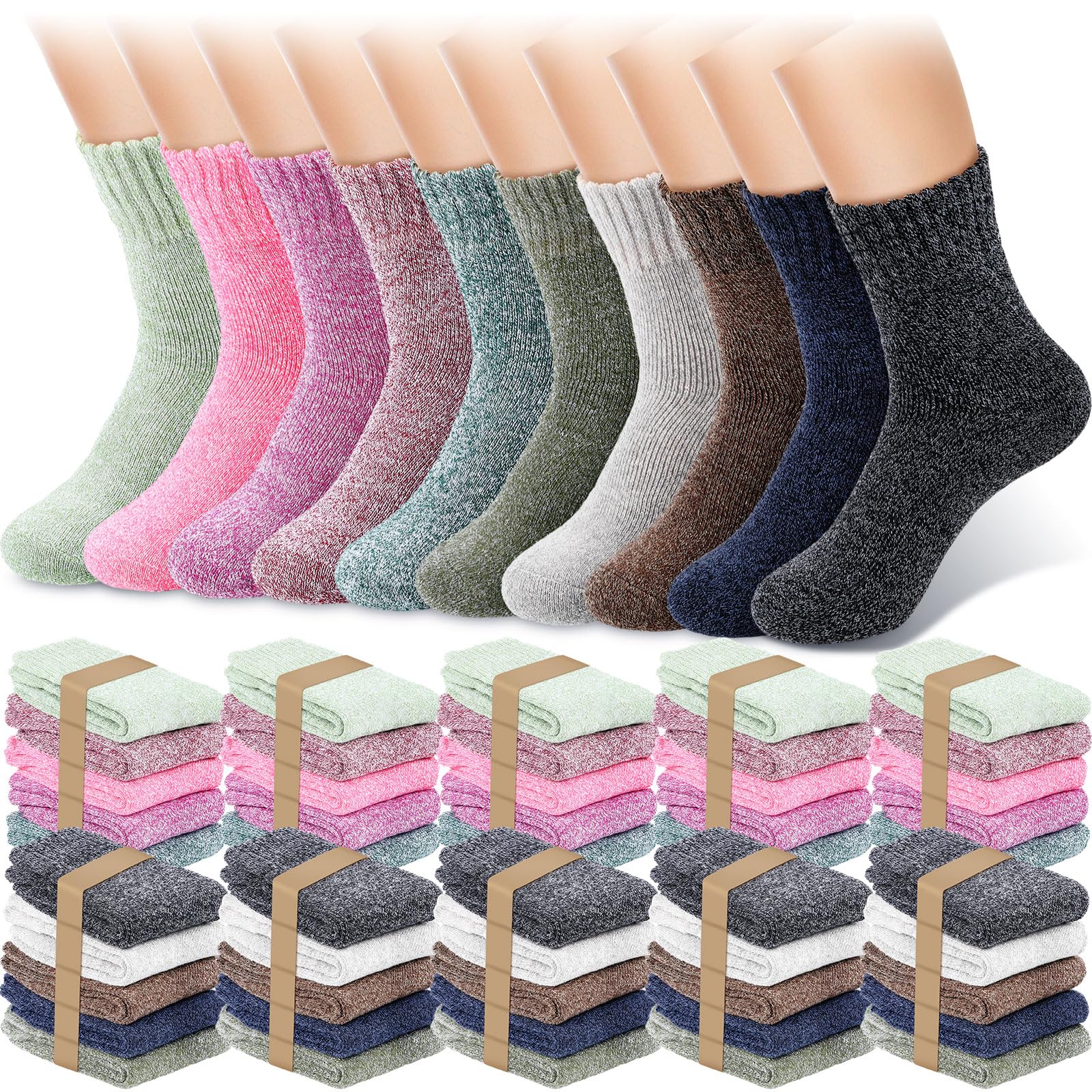 Newcotte60 Pairs Winter Thermal Socks Bulk Thick Soft Warm Socks for Women Men Unisex Christmas Donation Charity Gifts