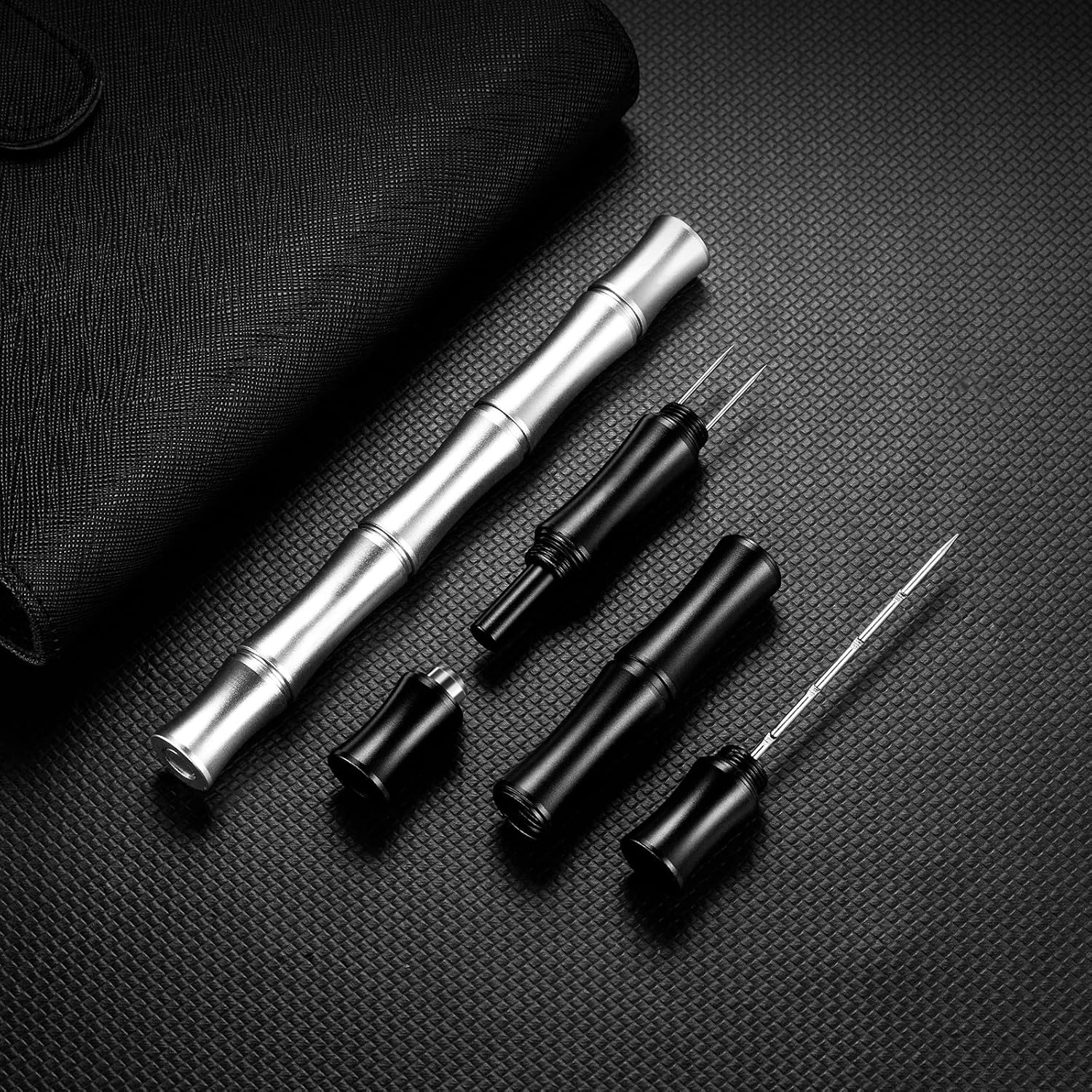 3-in-1 Cigar Punch Multitool Tool Set with Cigar Punch Cigar Draw Enhancer Cutter and Twin Nubber(Black)