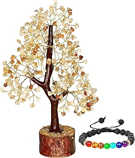 Citrine Crystals, Bonsai Tree - Crystal Tree - Balancing Stones - Artificial Trees - Handmade Decorative Accessories - Chakra Tree - Desk Plants for Women Office - Home Gifts, Gem Tree, Desk Gifts