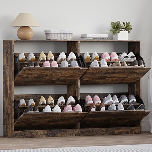 Miniatura 39 de Armario de almacenamiento de zapatos con 3 cajones abatibles, armario estrecho para zapatos, organizador independiente de almacenamiento para Negro