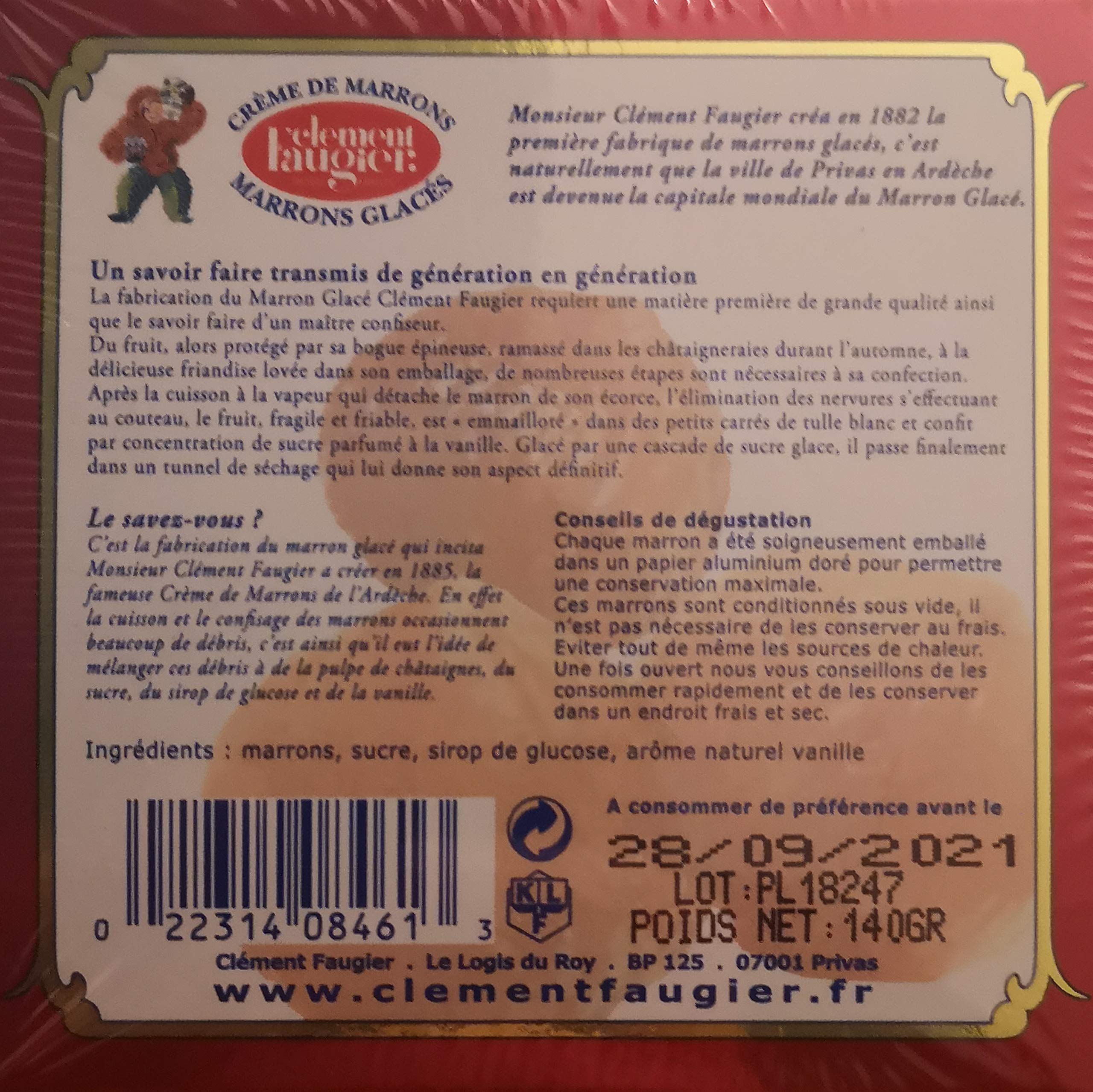 Clément Faugier - Castañas Confitadas (“Marrons Glacés”) - Caja de Metal con 6 Piezas