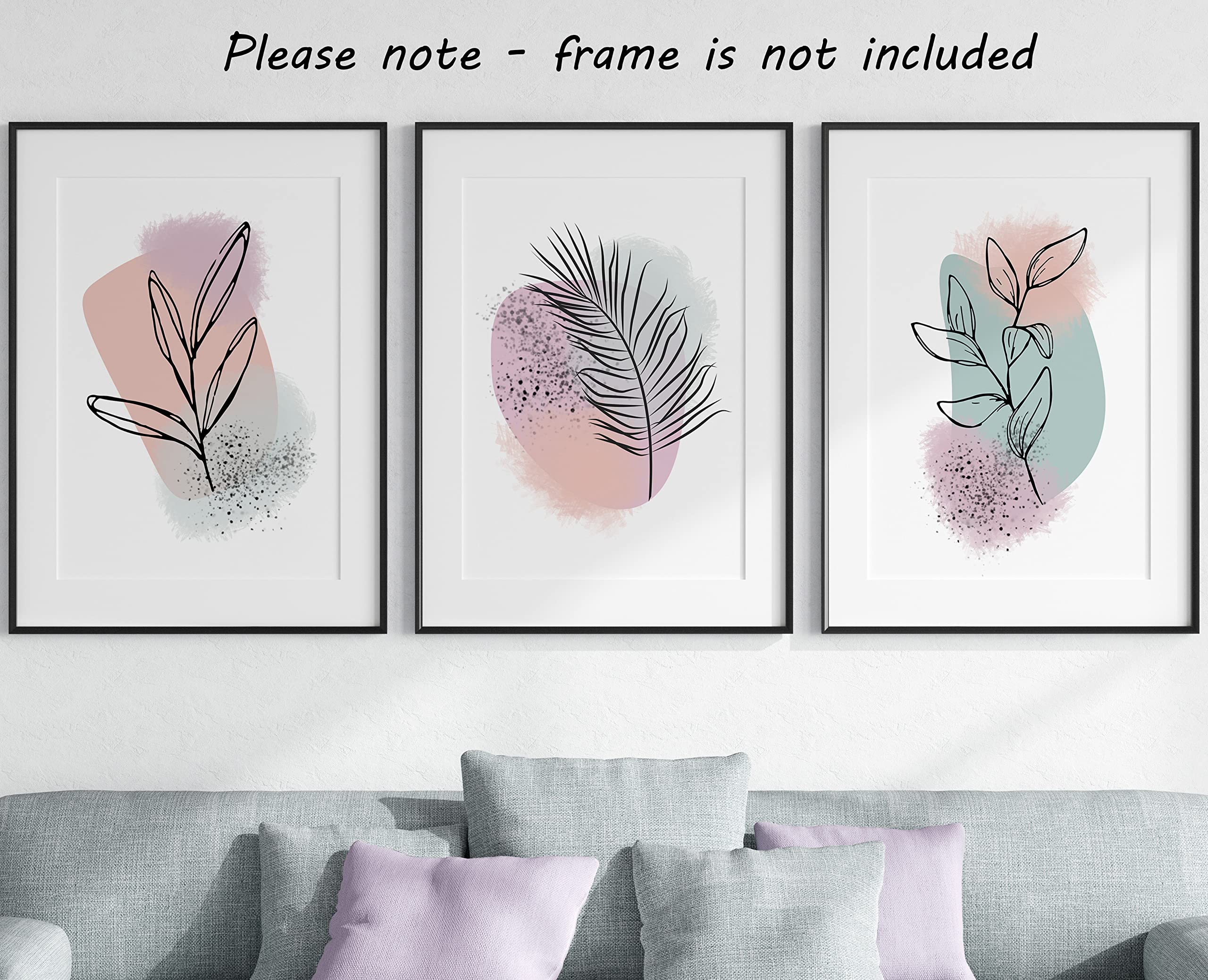 Botanical Sunset Plant Wall Art Set of 3 Unframed Prints, Abstract Tropical Plant Decor - Image 2