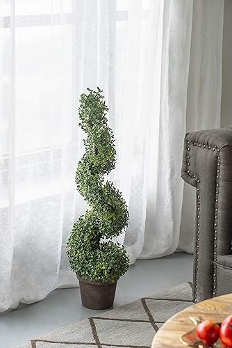 Vista 3 de A&B Home - Árbol de boj artificial en espiral de 3 pies en maceta, para interiores y exteriores, decoración de casa de 35 pulgadas
