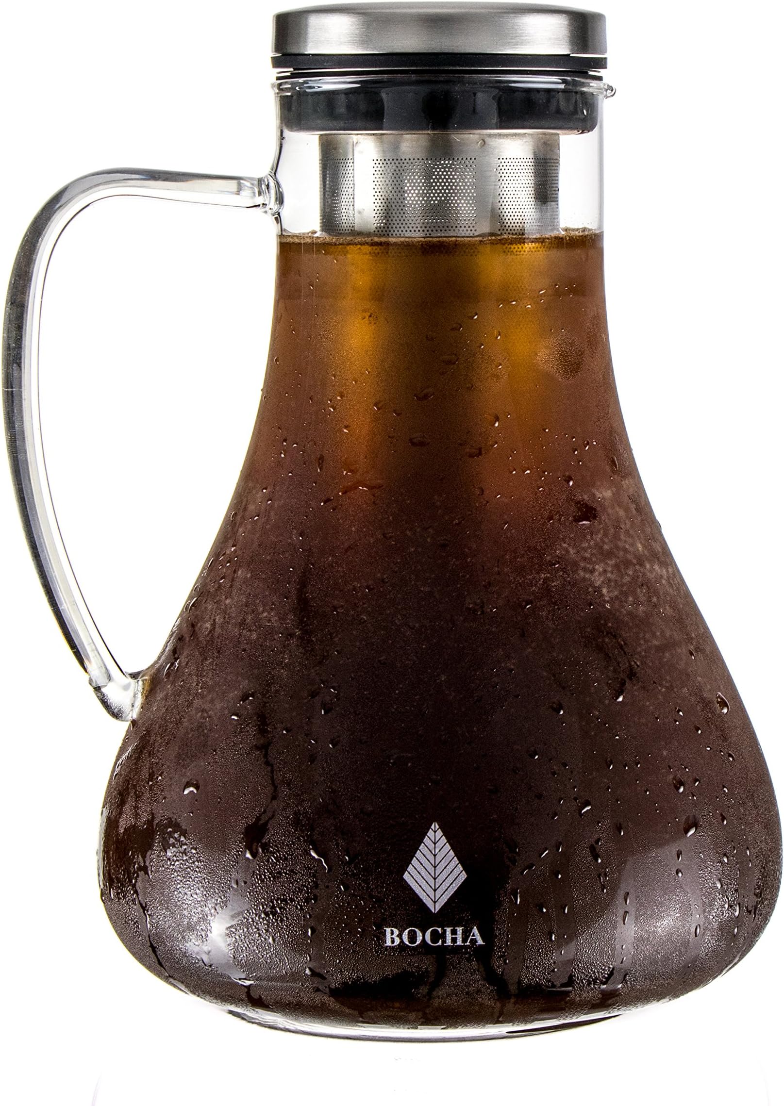 Cold Brew Iced Coffee Maker and Tea Infuser - 1.5L Glass Pitcher Carafe with Removable Stainless Steel Infuser, Airtight Lid and Bonus Cleaning Brush