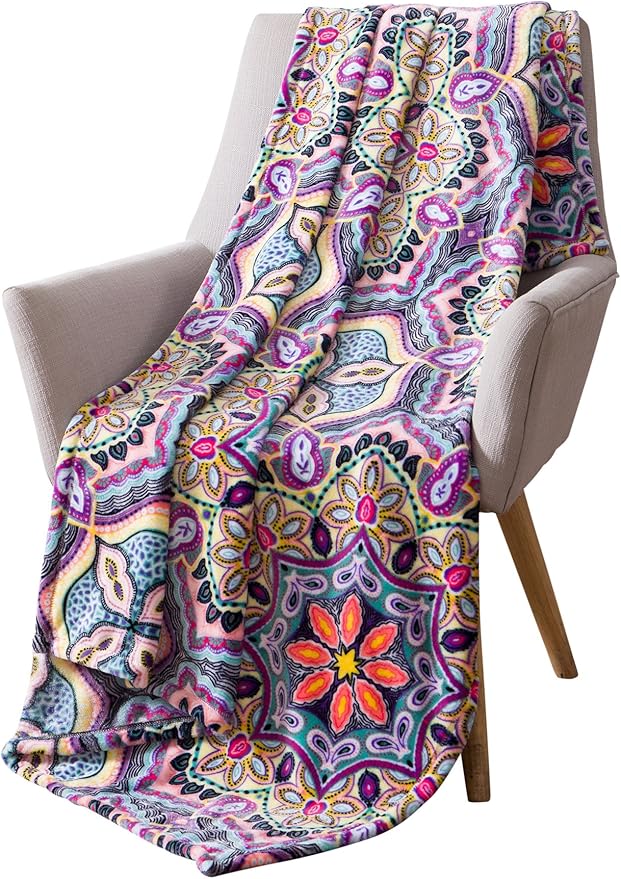 Boho Velvet Fleece Throw Blanket Soft Plush Bright