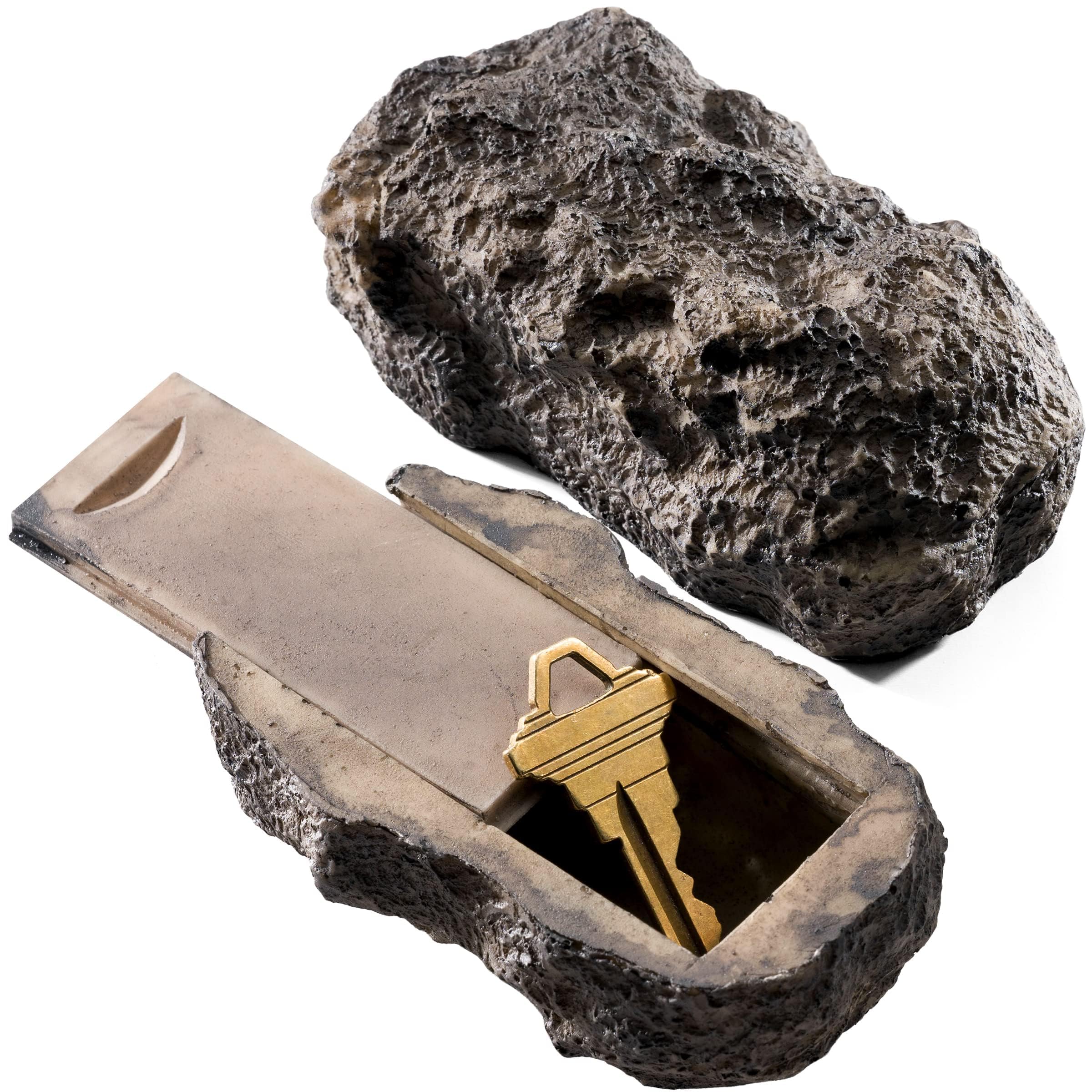 Hide a Key Outside Fake Rock - Looks & Feels like Real Stone - Safe for Outdoor Garden or Yard, Spare Key Storage, Weatherproof Key Holder, Blends with Landscaping by Rampro