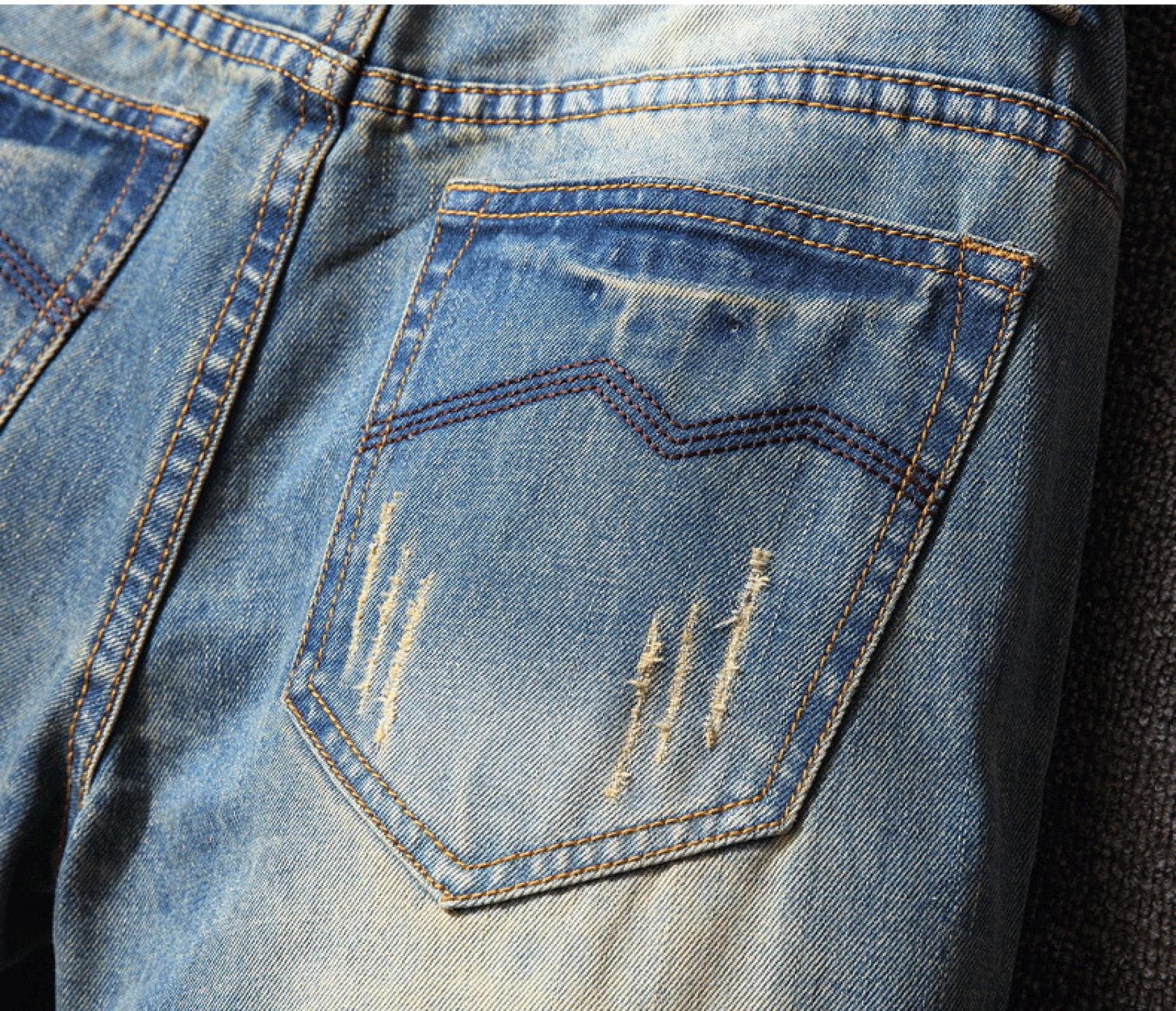 Jeans Herren Jeanshosen Hose Freizeithose Herren Ripped Vintage Blau Slim Fit Straight Jeans Hose Hip Hop Streetwear Fashion Destroyed Holes Herren Jeanshose Plus Size