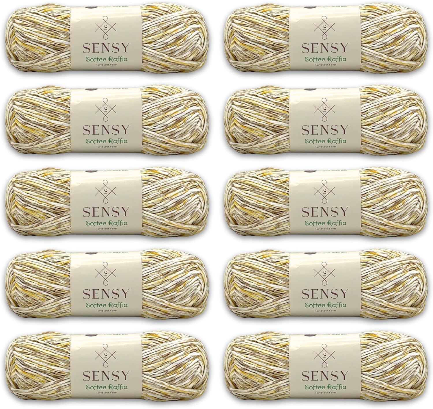 Sensy Softee Raffia Twisted Tape Yarn, Soft Craft Yarn - 3.5 oz, 109 Yards, 100% Polyester, Gauge 4 Medium (Sunset)