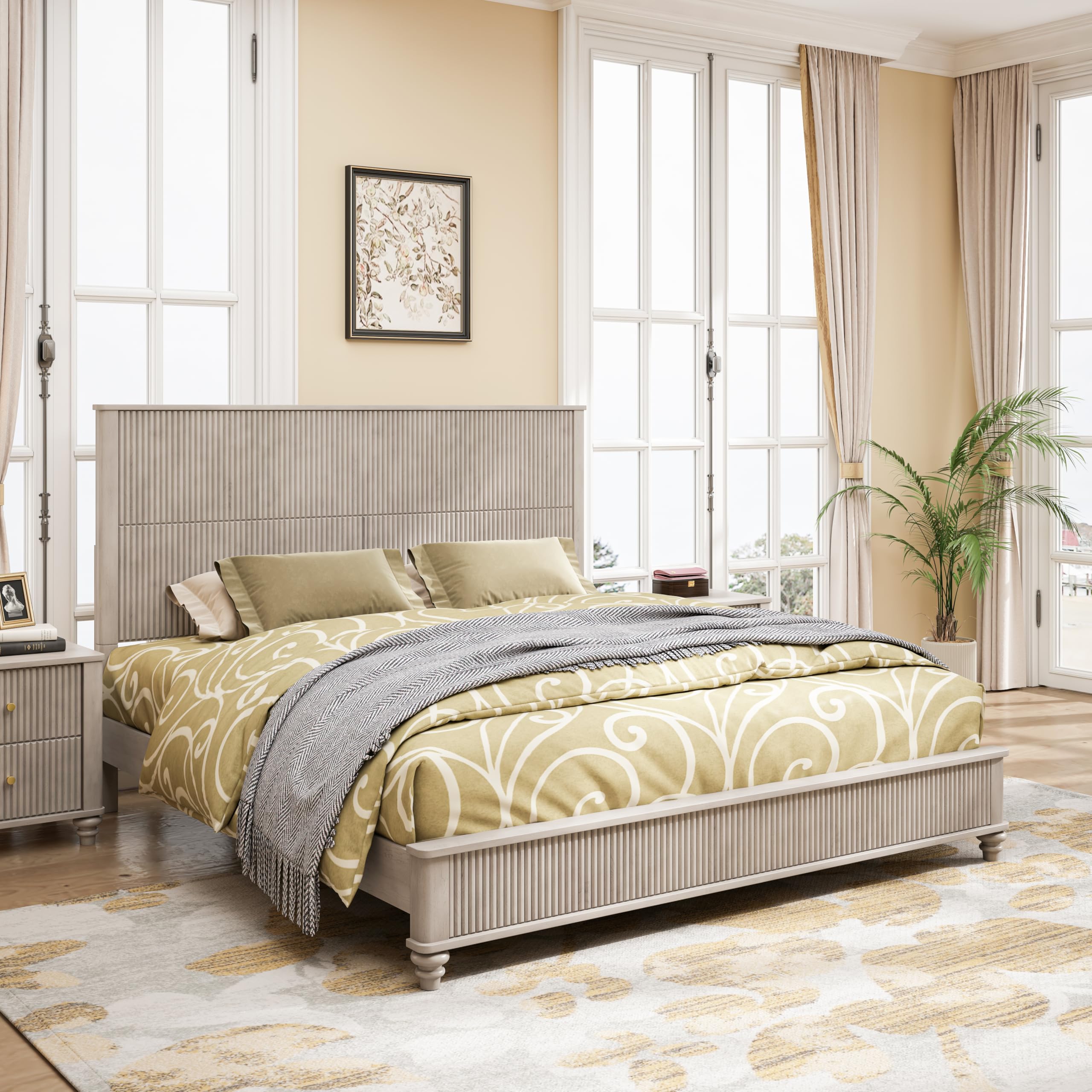 Amazon.com: SABAITEC King Size Solid Wood Platform Bed Frame, Wood