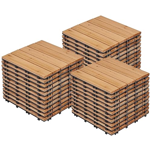Yaheetech 33 baldosas de madera de 12 x 12 pulgadas entrelazadas para patio, jardín, balcón, revestimiento de suelo al aire libre para camino junto
