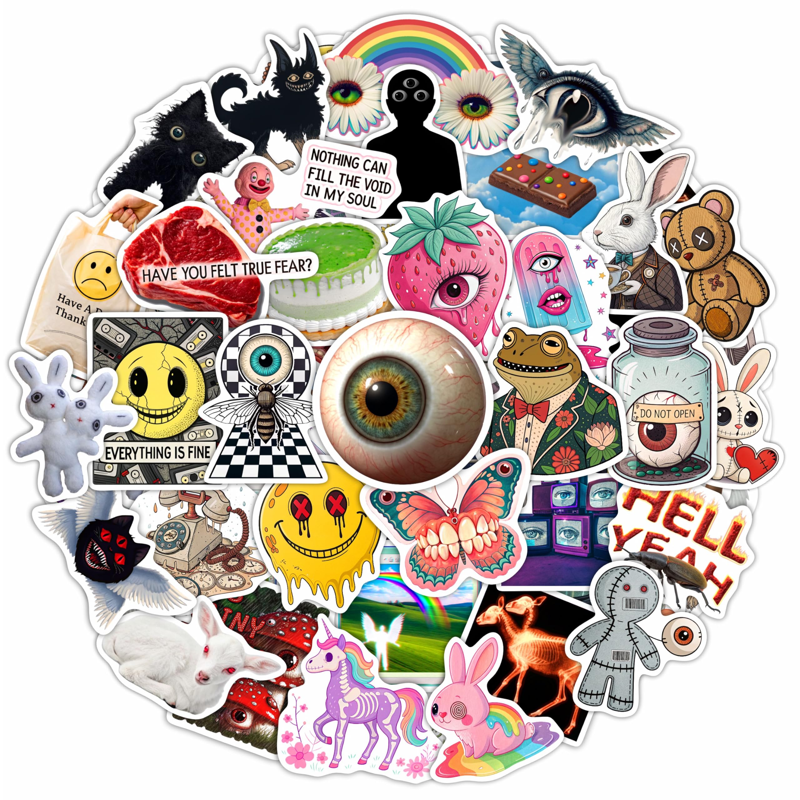 100Pcs Weirdcore Stickers, Weird Stickers for Adults -Weirdcore Stuff, Decor -Psychedelic Decals Waterproof - Gift for Women & Men — image 1