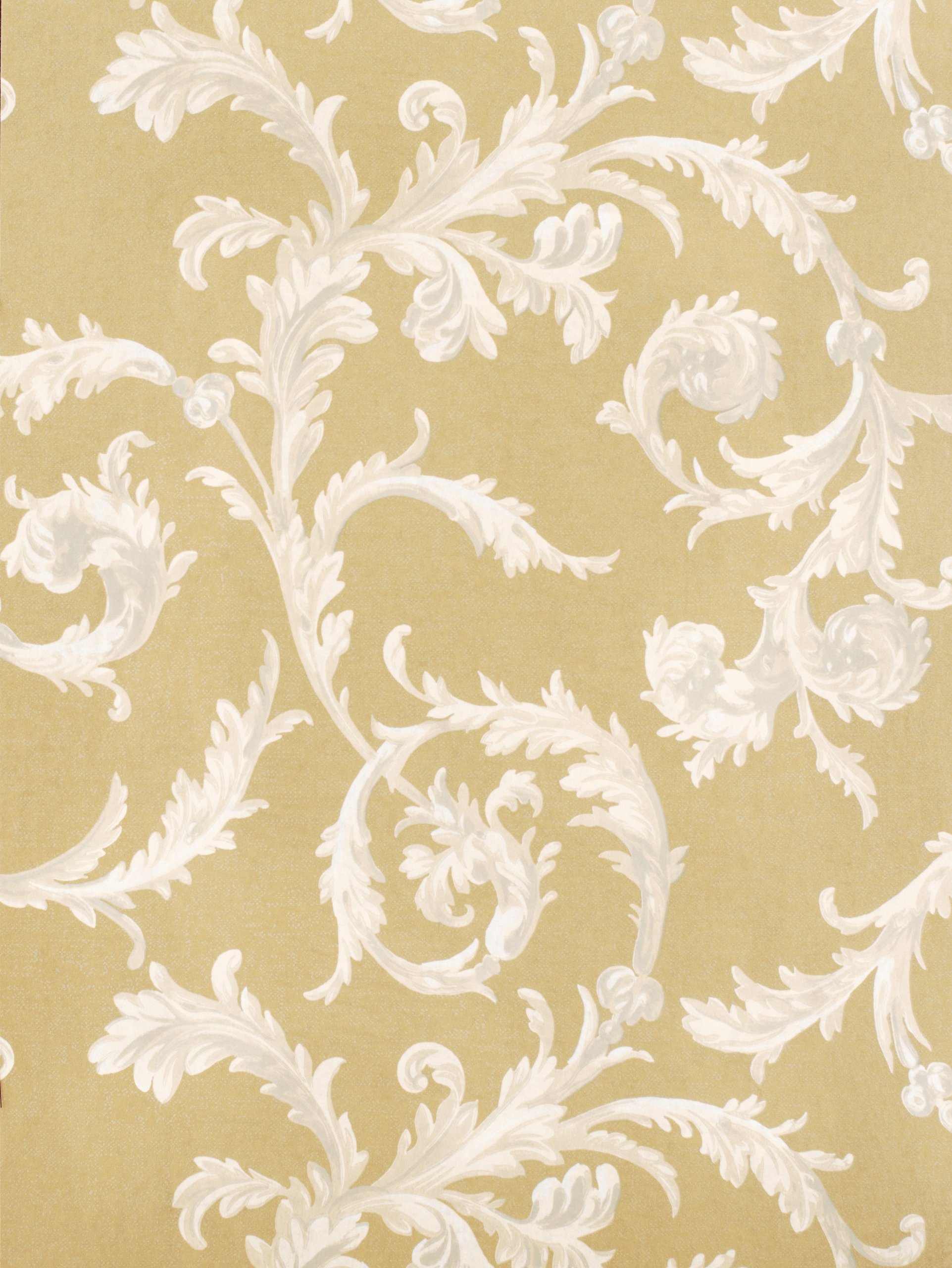 Designer Nonwoven Wallpaper Sample - Leaf Scroll (Glod/Cream)
