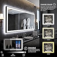Vista 127 de 88x38 Large Light Bathroom Mirror - Backlit and Front Lighted LED Wall-Mounted Vanity Mirror Modern Rectangle Black Mirror, Dimmable, Anti-Fog