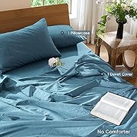 Vista 246 de MooMee Juego de funda de edredón 100% algodón lavado con textura tipo lino, transpirable, duradero, suave y cómodo
