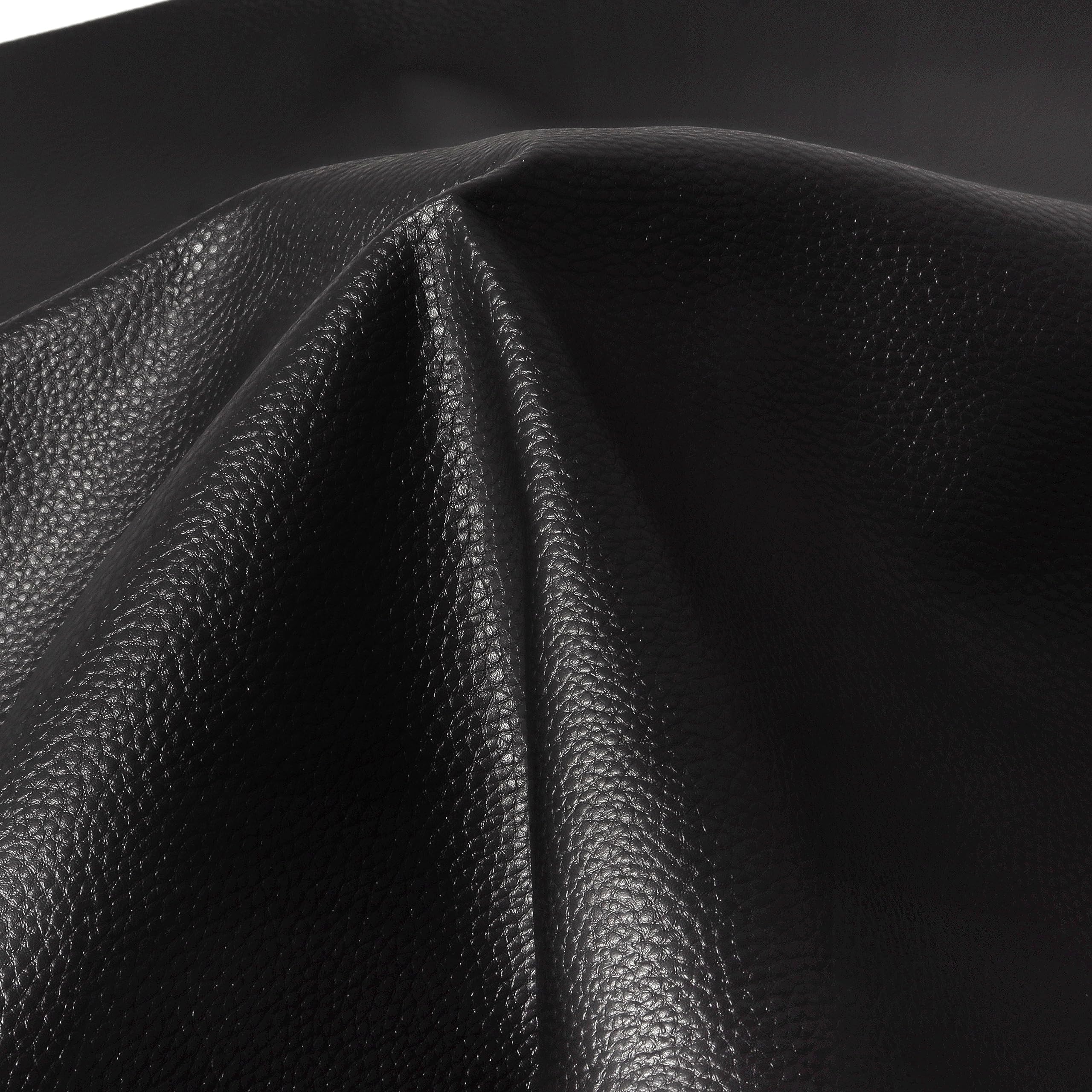 ZAIONE Black Faux Leather Sheets: 54"x36" Pebbled PU Leatherette Upholstery Fabric Synthetic by The Yard for DIY Crafts