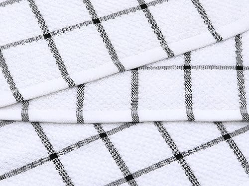 Miniatura 5 de Juego de 8 paños de cocina de algodón para lavar la cocina, paños de cocina, paños de limpieza ligeros y suaves, 12 x 12 pulgadas (cuadros negros)