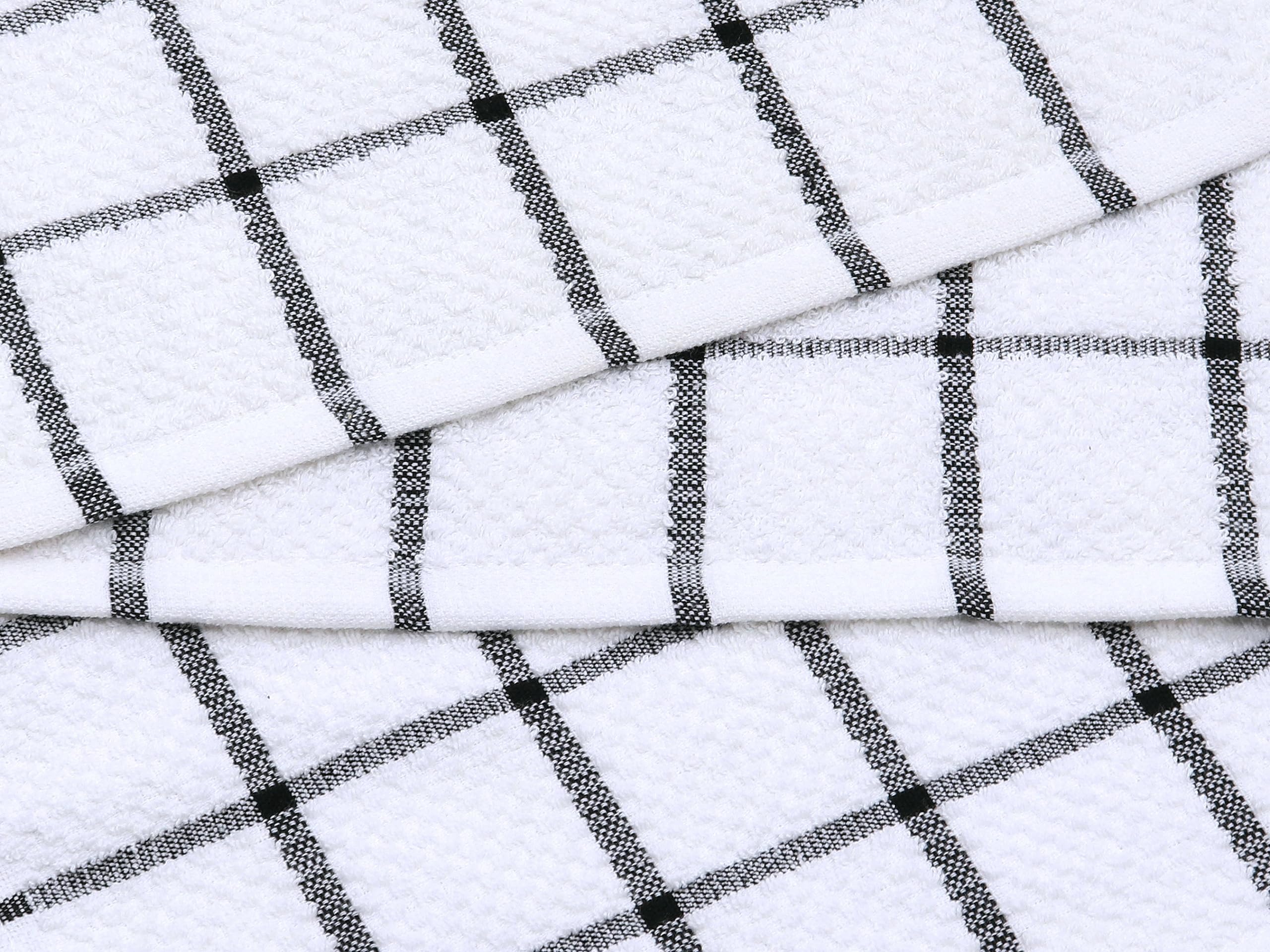 Set di 8 strofinacci in cotone per la pulizia della cucina, strofinacci in spugna, leggeri e morbidi, 30,5 x 30,5 cm (motivo a quadri neri)