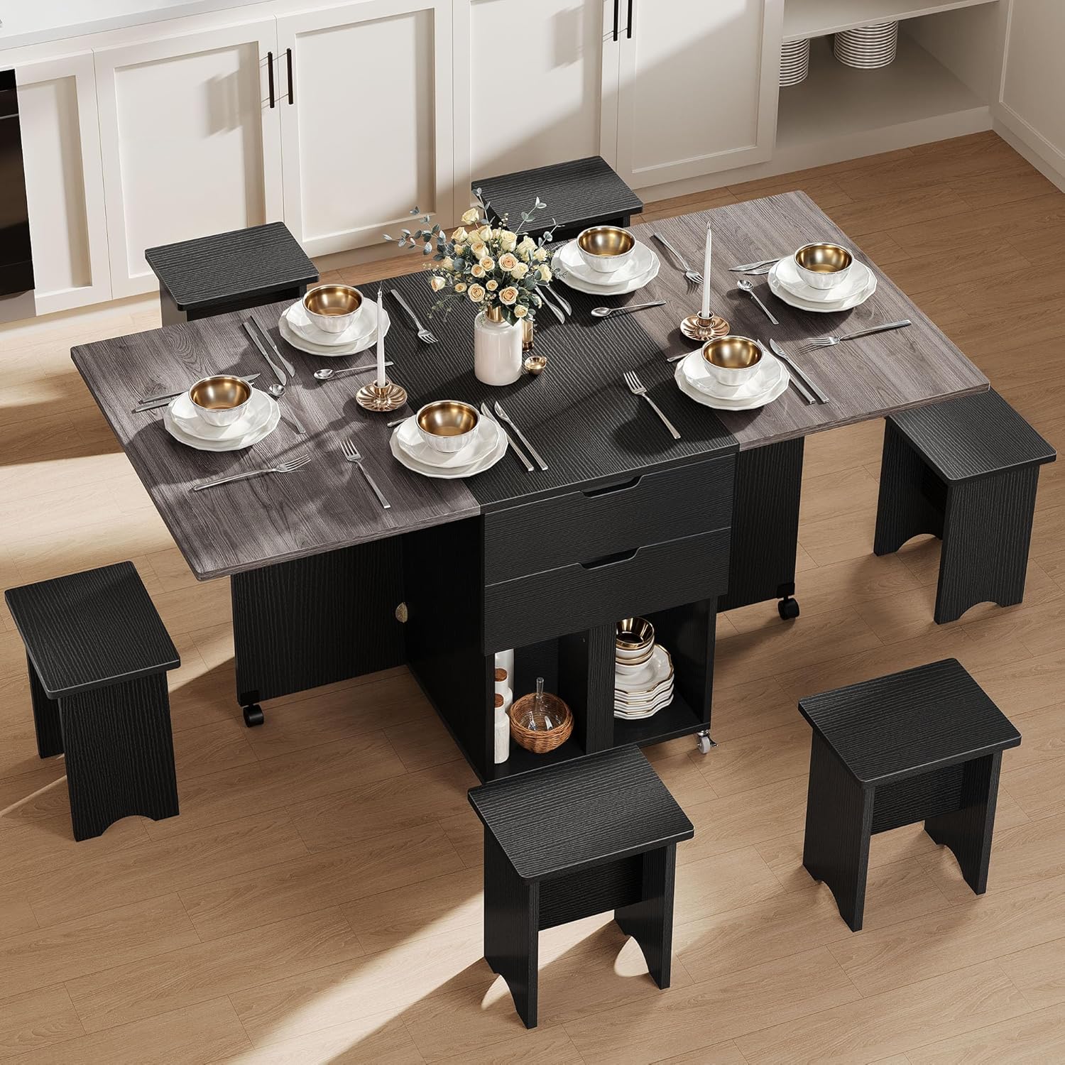 DWVO Pieces Folding Extendable Dining Table Set Ethiopia Ubuy